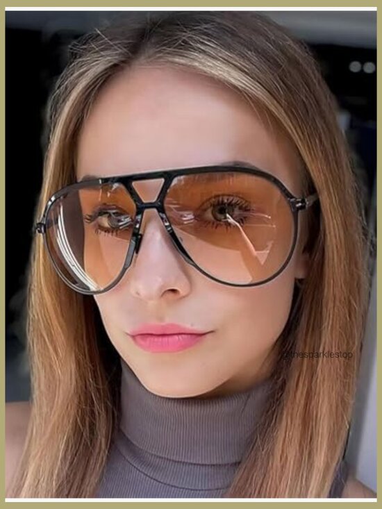Oversized Retro Aviator Sunglasses with UV400 Protection Plastic Frame main image 5